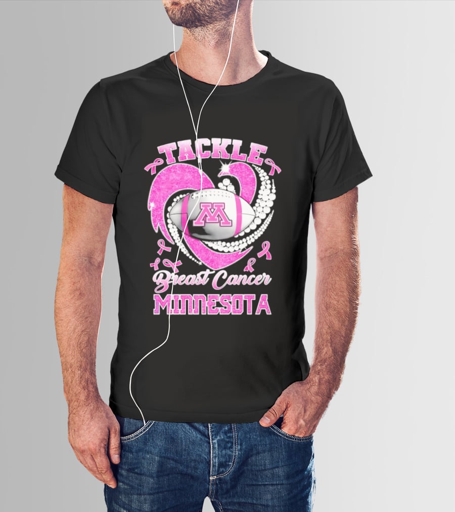 Pink Ribbon Tackle Breast Cancer Minnesota Football T-Shirt