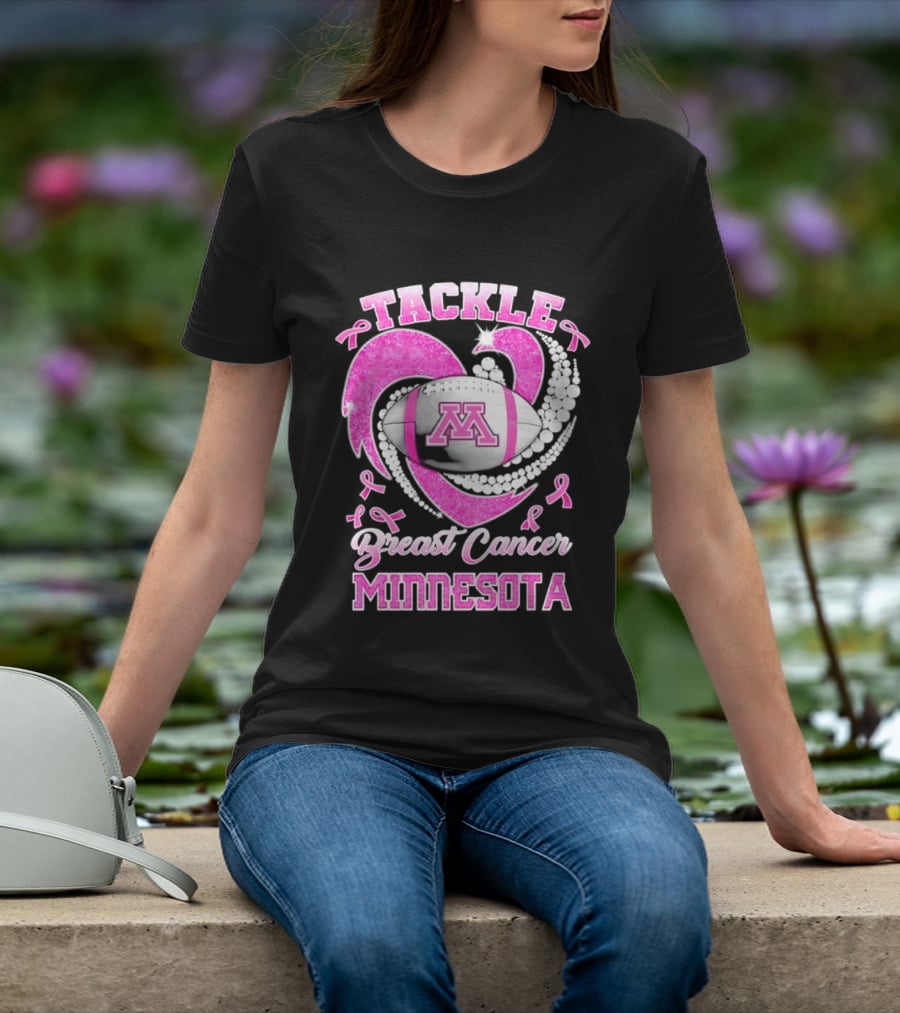 Pink Ribbon Tackle Breast Cancer Minnesota Football T-Shirt