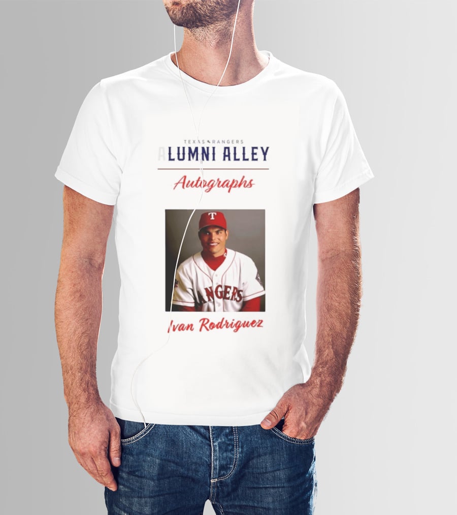 Texas Rangers Alumni Alley Ivan Rodriguez Autographs T-Shirt