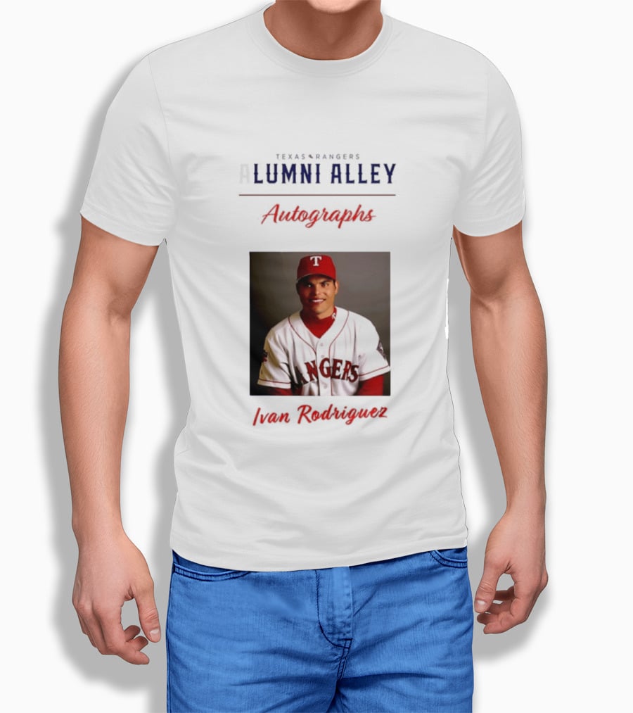 Texas Rangers Alumni Alley Ivan Rodriguez Autographs T-Shirt