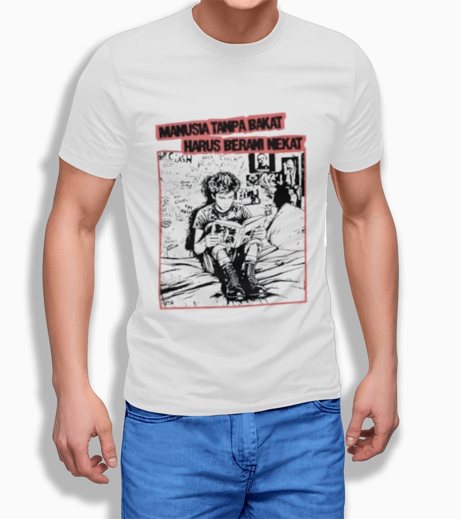 Manusia Tanpa Bakat Harus Berani Nekat Punk Collage T-Shirt