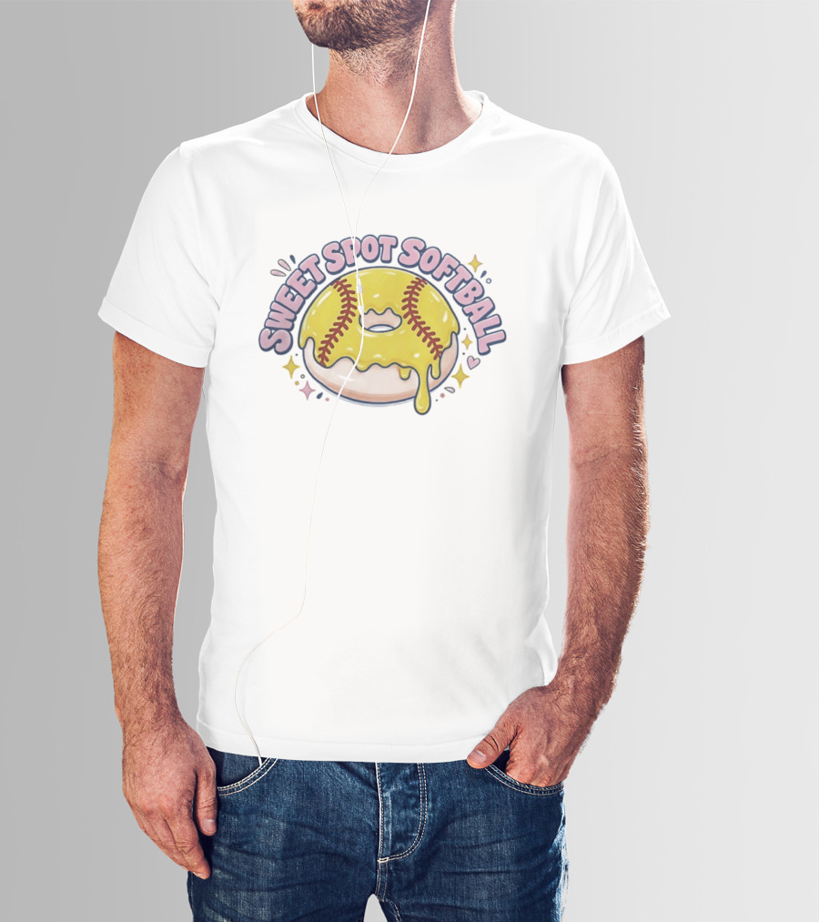 Sweet Spot Softball Donut Yellow Dripping Icing T-Shirt