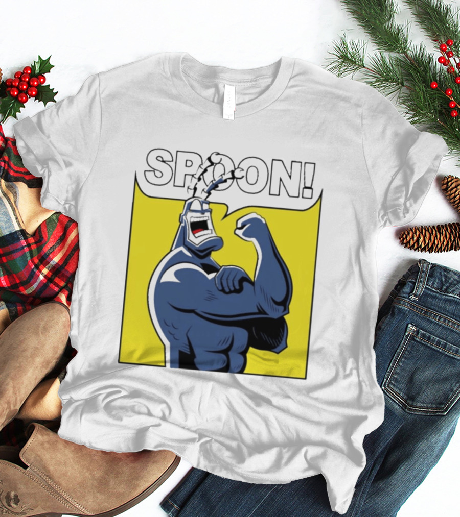 Spoon Mighty Hero Cartoon Catchphrase T-Shirt