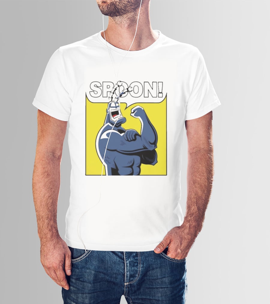 Spoon Mighty Hero Cartoon Catchphrase T-Shirt
