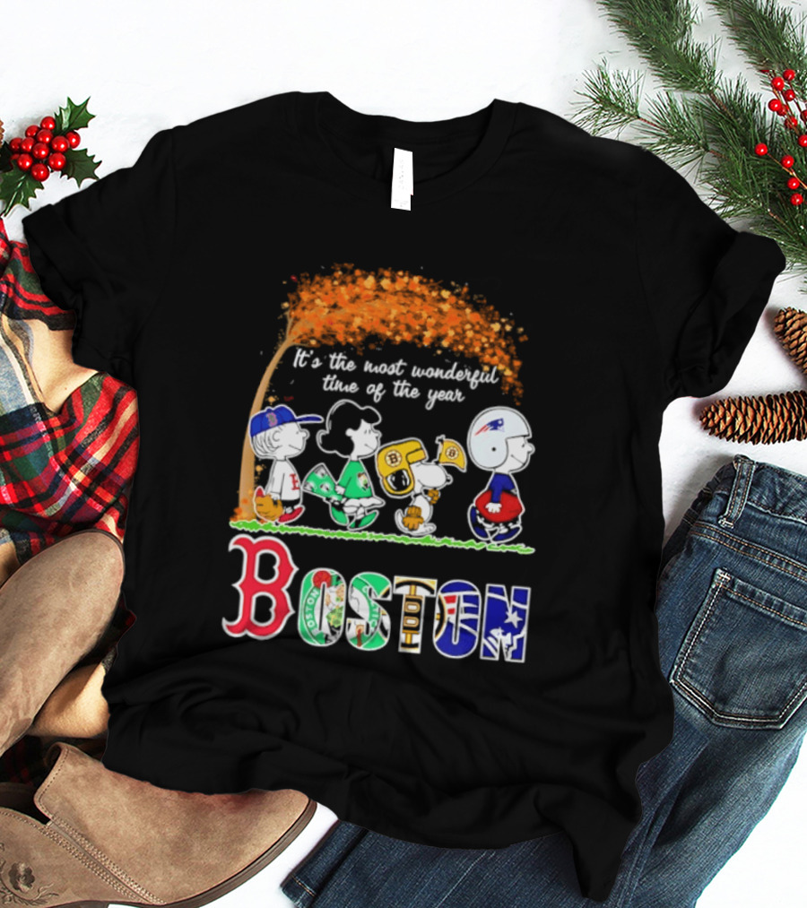 Boston Sports Team X Peanuts It's The Most Wonderful Time Of The Year Halloween 2026 Fall Autumn T-Shirt