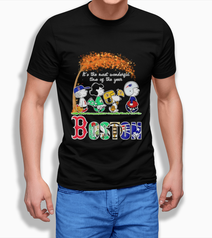 Boston Sports Team X Peanuts It's The Most Wonderful Time Of The Year Halloween 2026 Fall Autumn T-Shirt