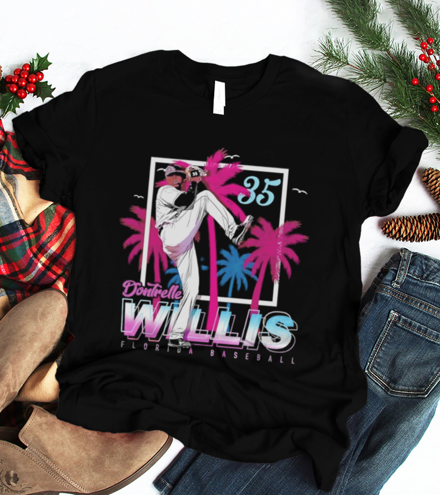 Dontrelle Willis 35 Florida Baseball Palm Trees T-Shirt