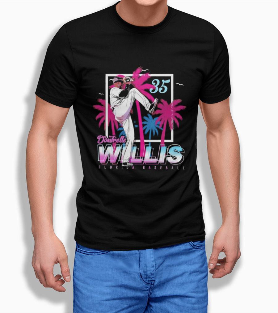 Dontrelle Willis 35 Florida Baseball Palm Trees T-Shirt