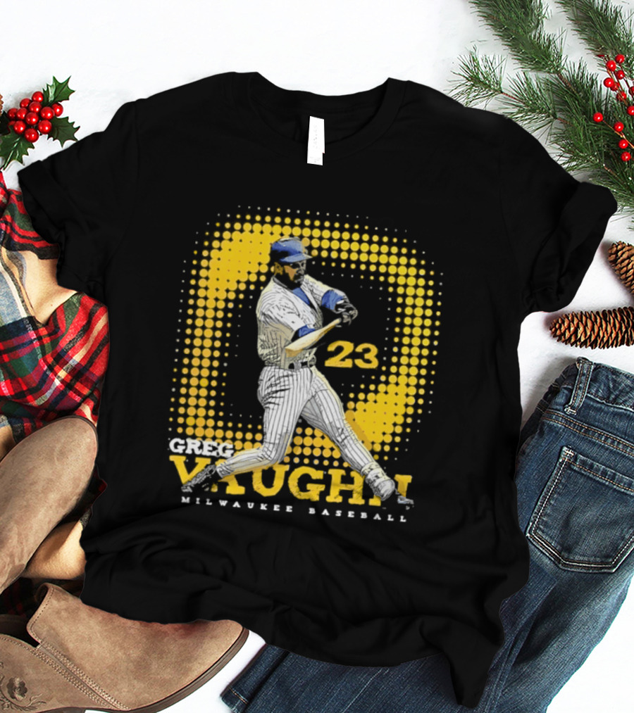 Greg Vaughn 23 Milwaukee Brewers Baseball Dots Player T-Shirt