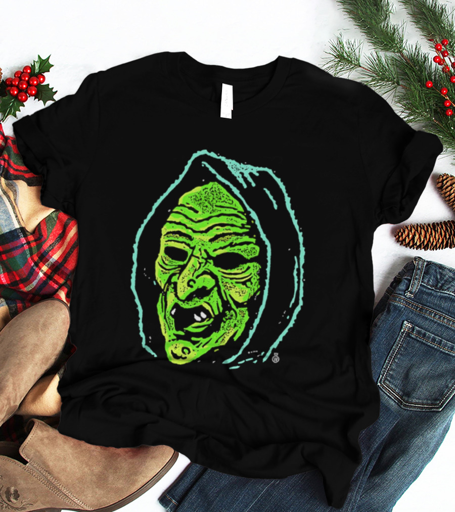 Halloween Witch Green Face Spooky Horror Costume T-Shirt
