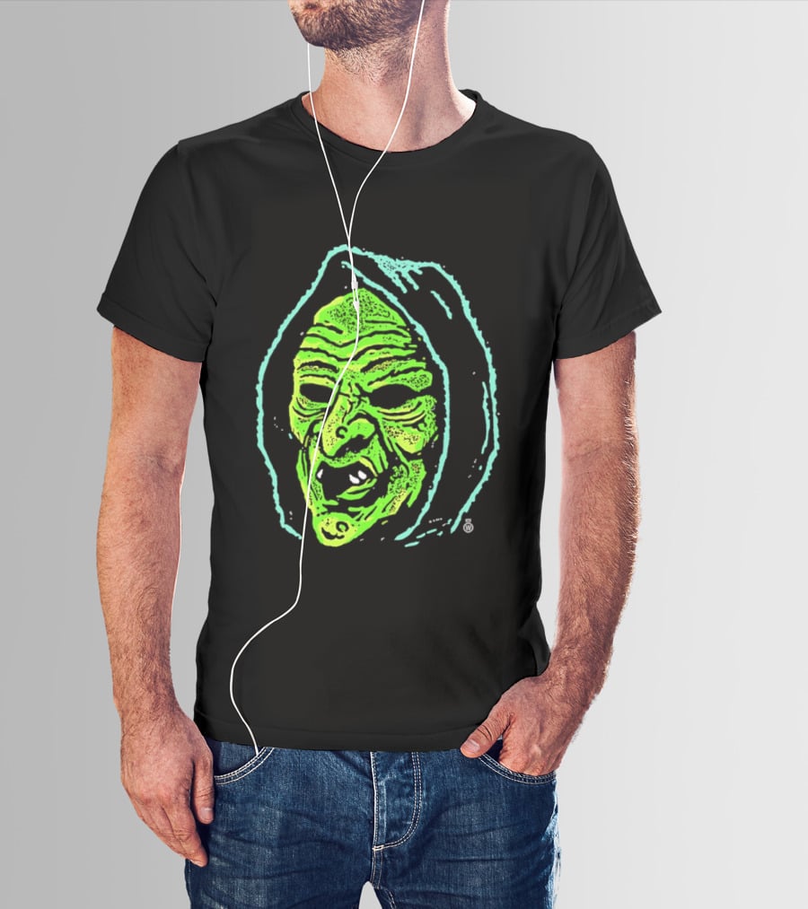 Halloween Witch Green Face Spooky Horror Costume T-Shirt