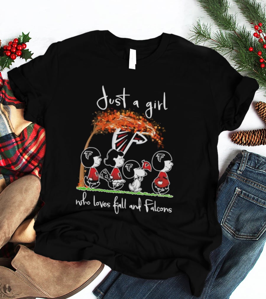 Just A Girl Who Loves Fall And Falcons Football Halloween 2026 T-Shirt
