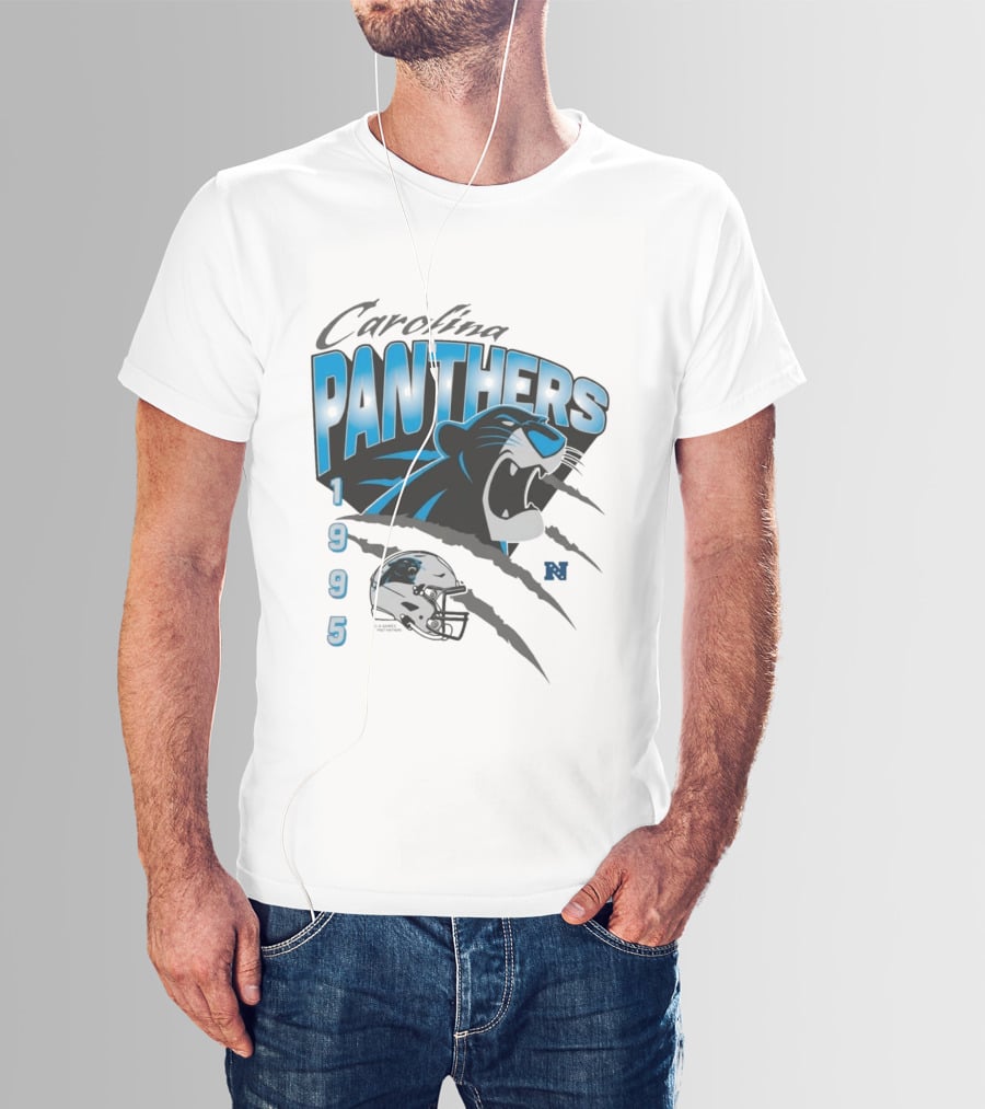 Carolina Panthers 1995 Bagheera Helmet NFL Inaugural Season T-Shirt
