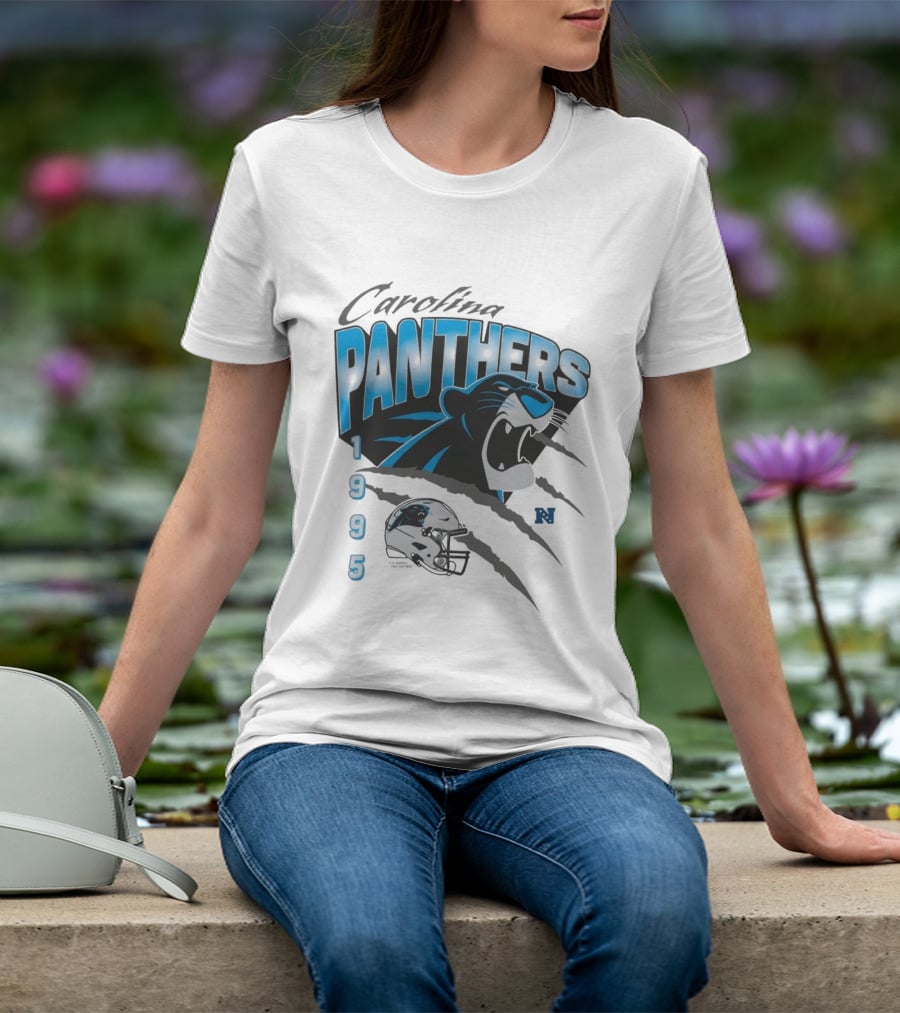 Carolina Panthers 1995 Bagheera Helmet NFL Inaugural Season T-Shirt