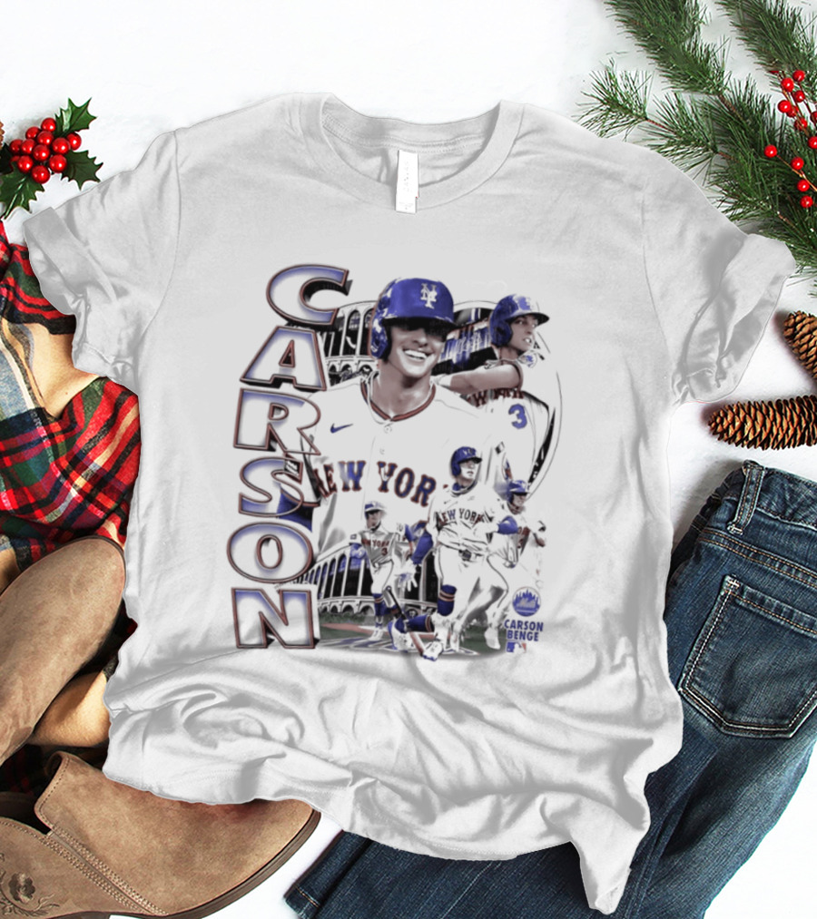 Carson Benge New York Mets MLB Baseball Collage T-Shirt