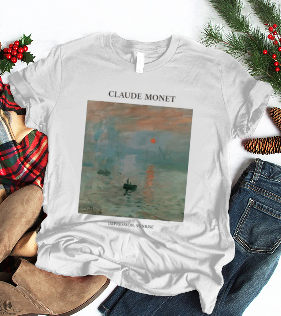 Claude Monet Impression Sunrise Oil Painting T-Shirt