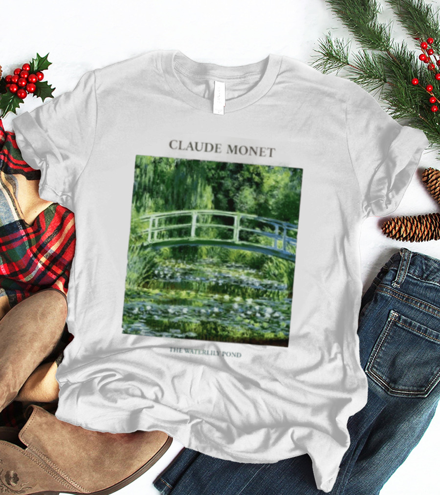 Claude Monet The Waterlily Pond Painting Scenic Landscape T-Shirt