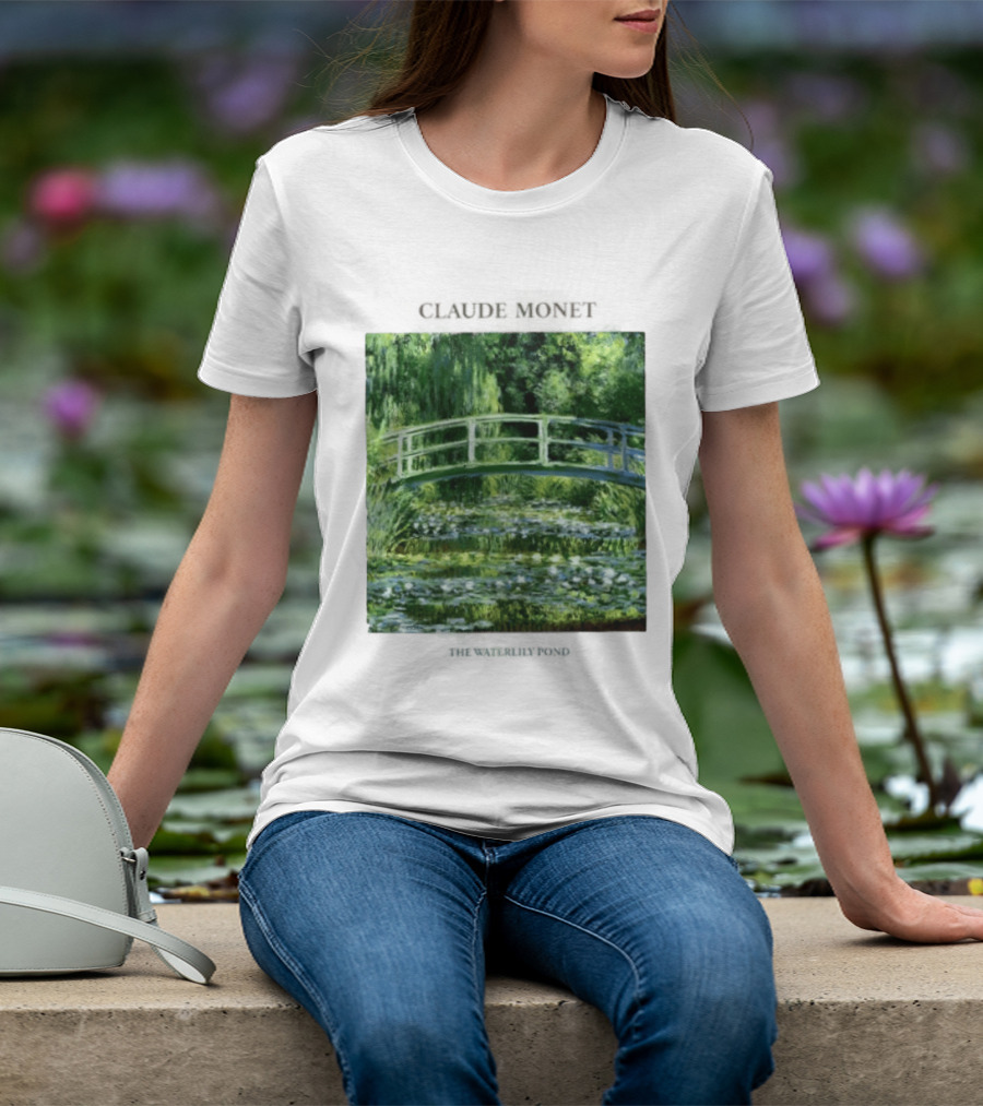 Claude Monet The Waterlily Pond Painting Scenic Landscape T-Shirt