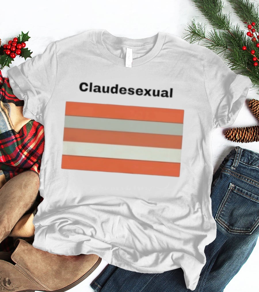 Claudesexual Pride Flag LGBTQ Identity Orange And Gray Stripes T-Shirt