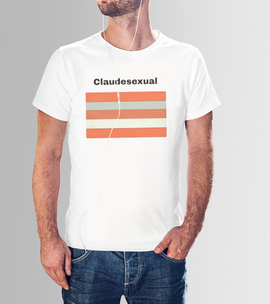 Claudesexual Pride Flag LGBTQ Identity Orange And Gray Stripes T-Shirt