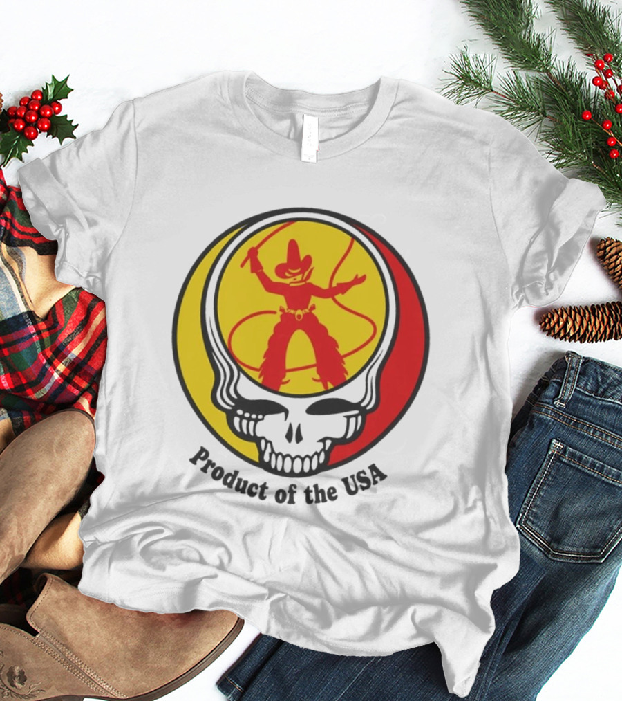 Dead Set Texas Pete Hot Sauce Cowboy Roper Skull USA T-Shirt