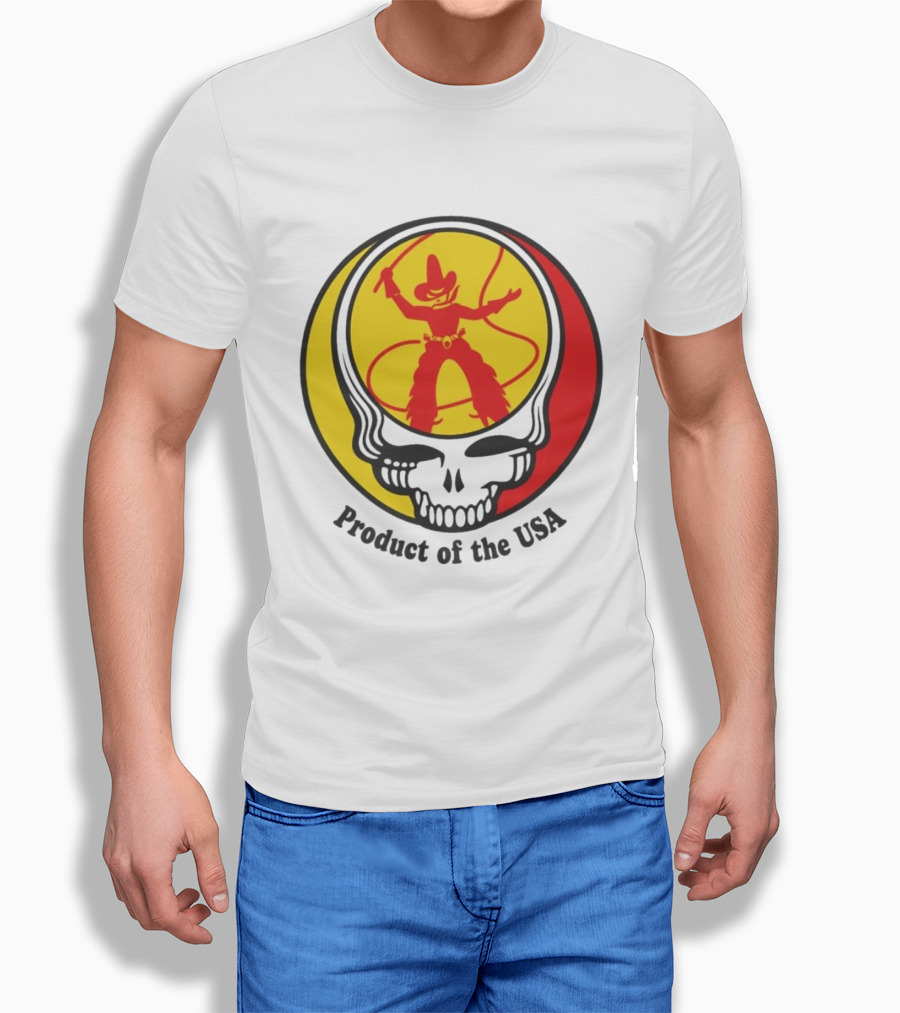 Dead Set Texas Pete Hot Sauce Cowboy Roper Skull USA T-Shirt