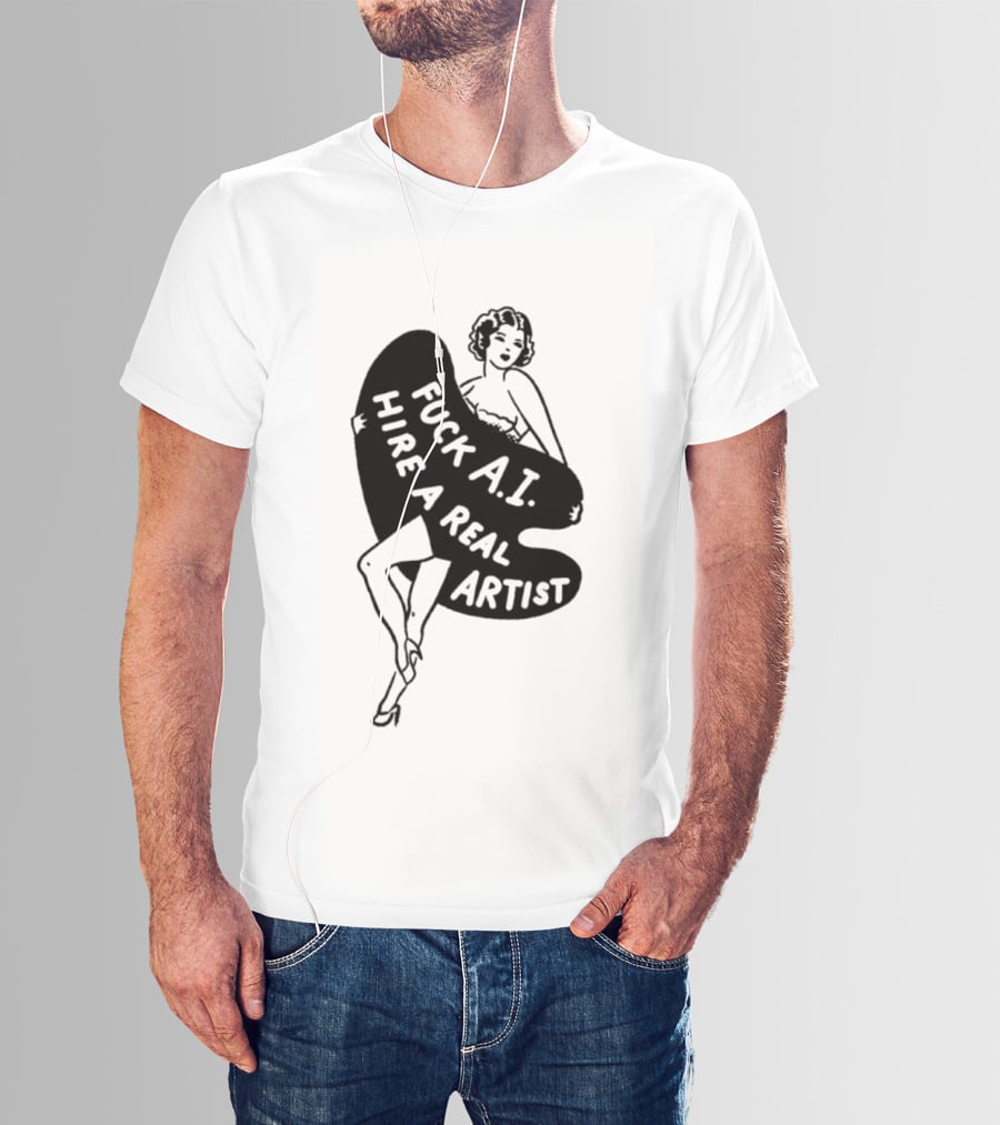Fuck AI Hire A Real Artist Vintage Pin Up Style Palette T-Shirt