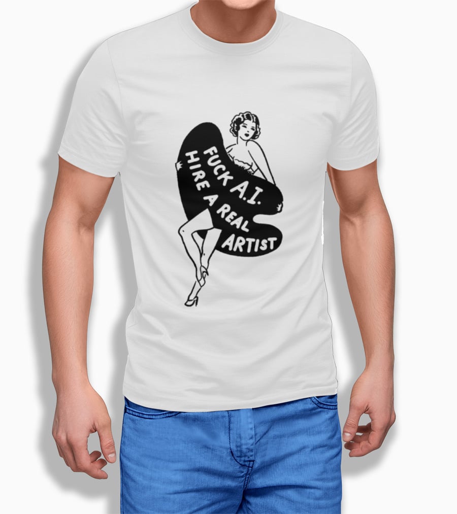 Fuck AI Hire A Real Artist Vintage Pin Up Style Palette T-Shirt