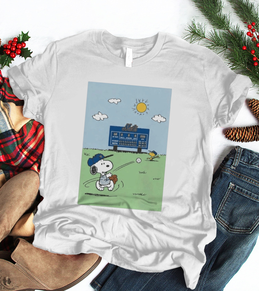 NY Mets Peanuts Snoopy Baseball Game Day T-Shirt