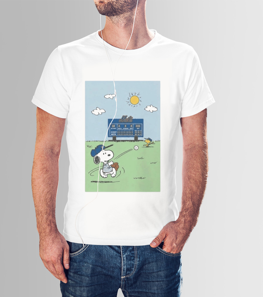 NY Mets Peanuts Snoopy Baseball Game Day T-Shirt