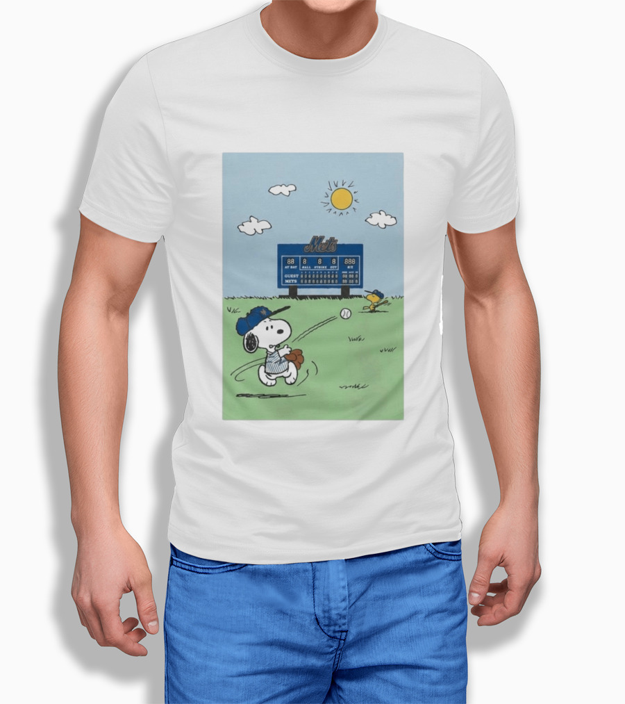 NY Mets Peanuts Snoopy Baseball Game Day T-Shirt