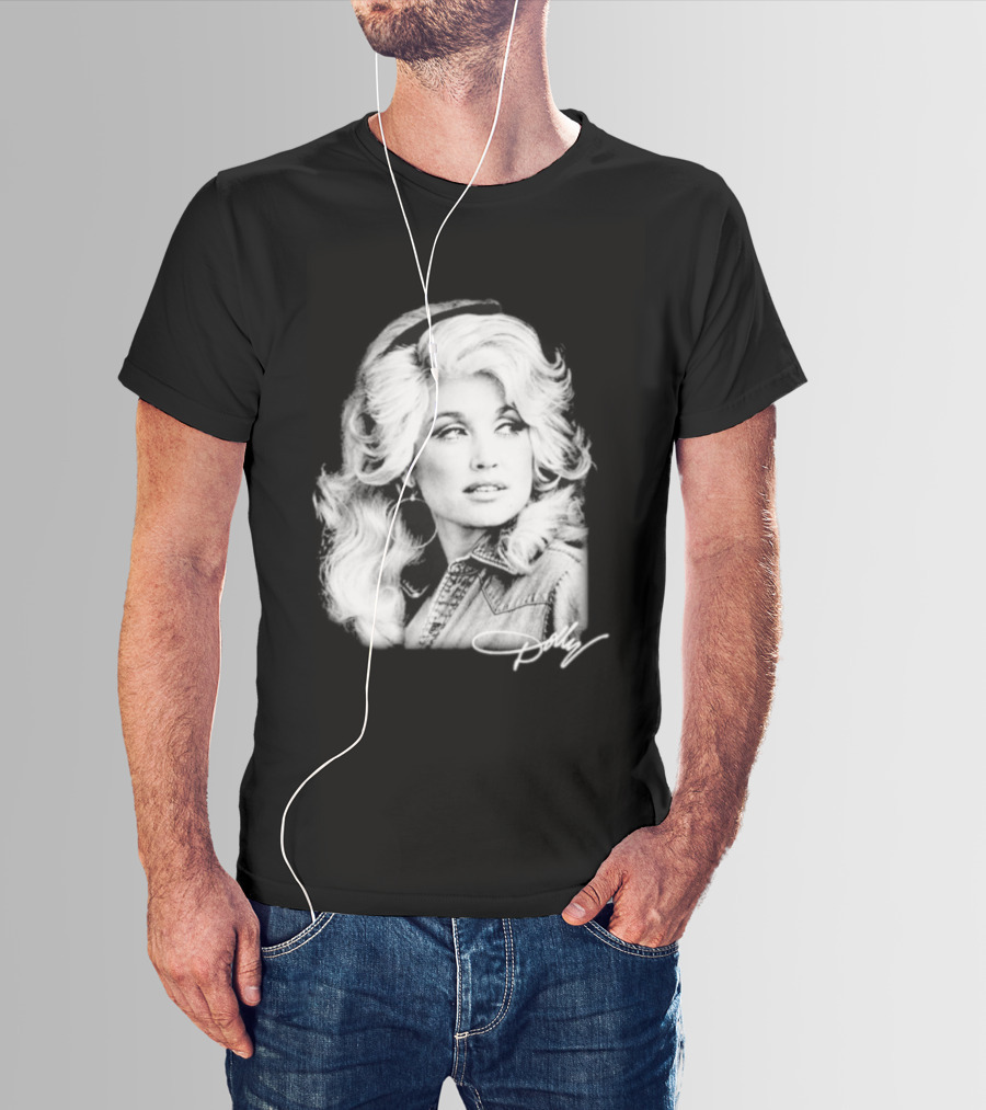 Dolly Parton Dolly Forever Legend Vintage Black And White Denim T-Shirt