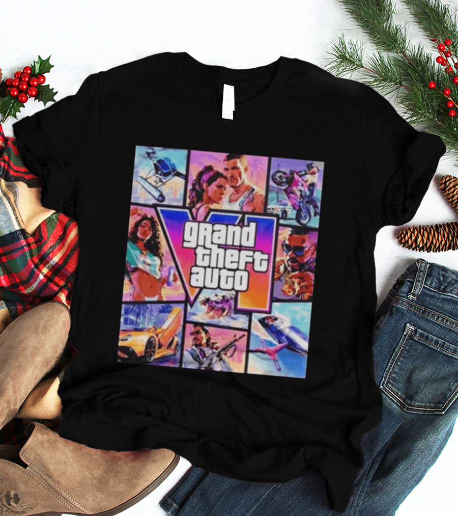 Grand Theft Auto VI Vice City Stories Helicopter Motorbike Rockstar Games T-Shirt