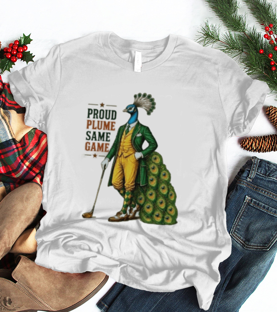 Proud Plume Same Game Peacock Golf Club Cartoon T-Shirt