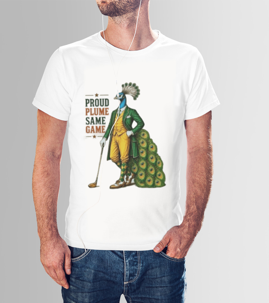 Proud Plume Same Game Peacock Golf Club Cartoon T-Shirt