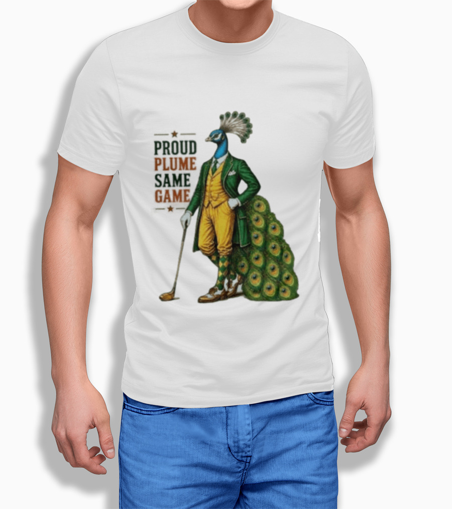Proud Plume Same Game Peacock Golf Club Cartoon T-Shirt