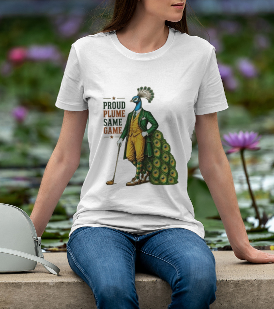 Proud Plume Same Game Peacock Golf Club Cartoon T-Shirt