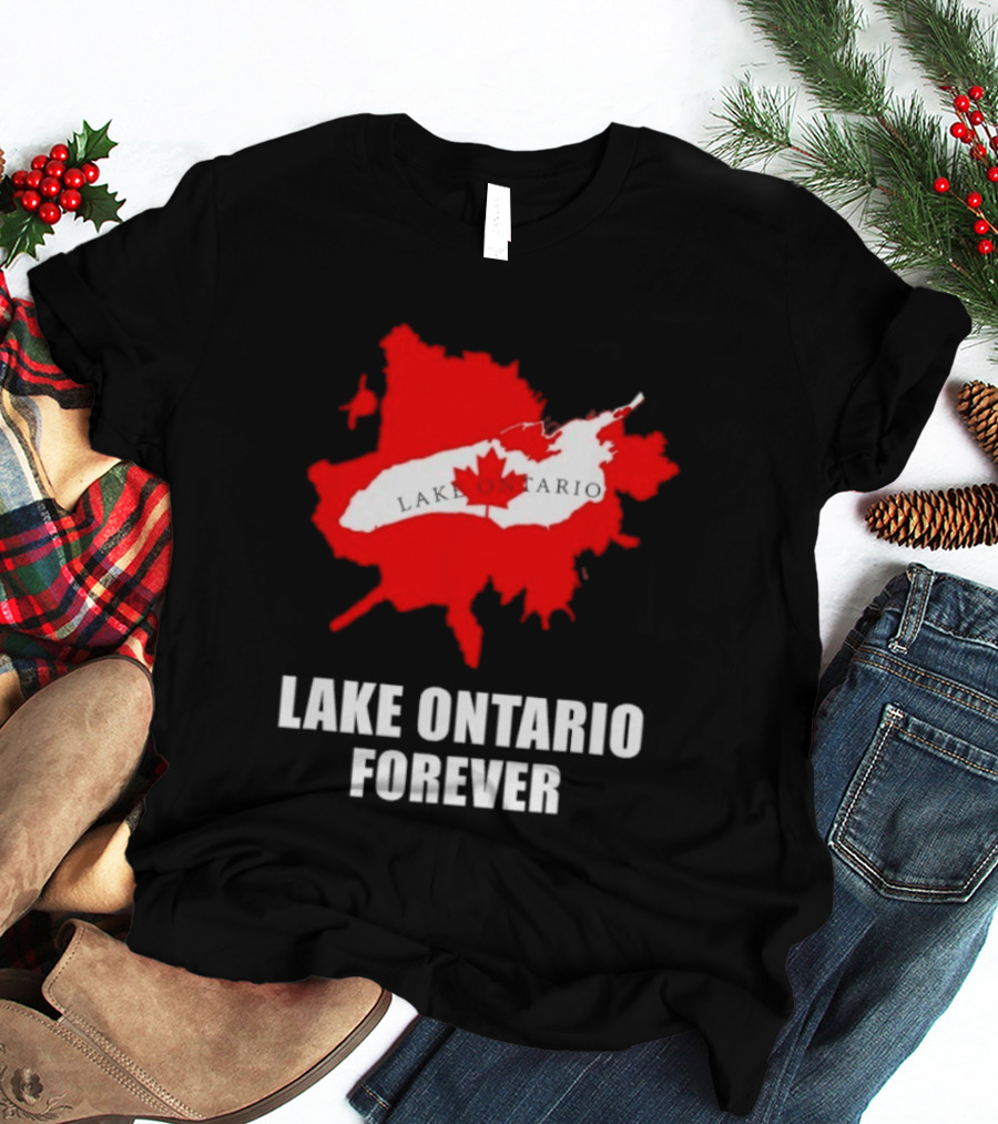 Lake Ontario Forever Canada Map Red Leaf T-Shirt