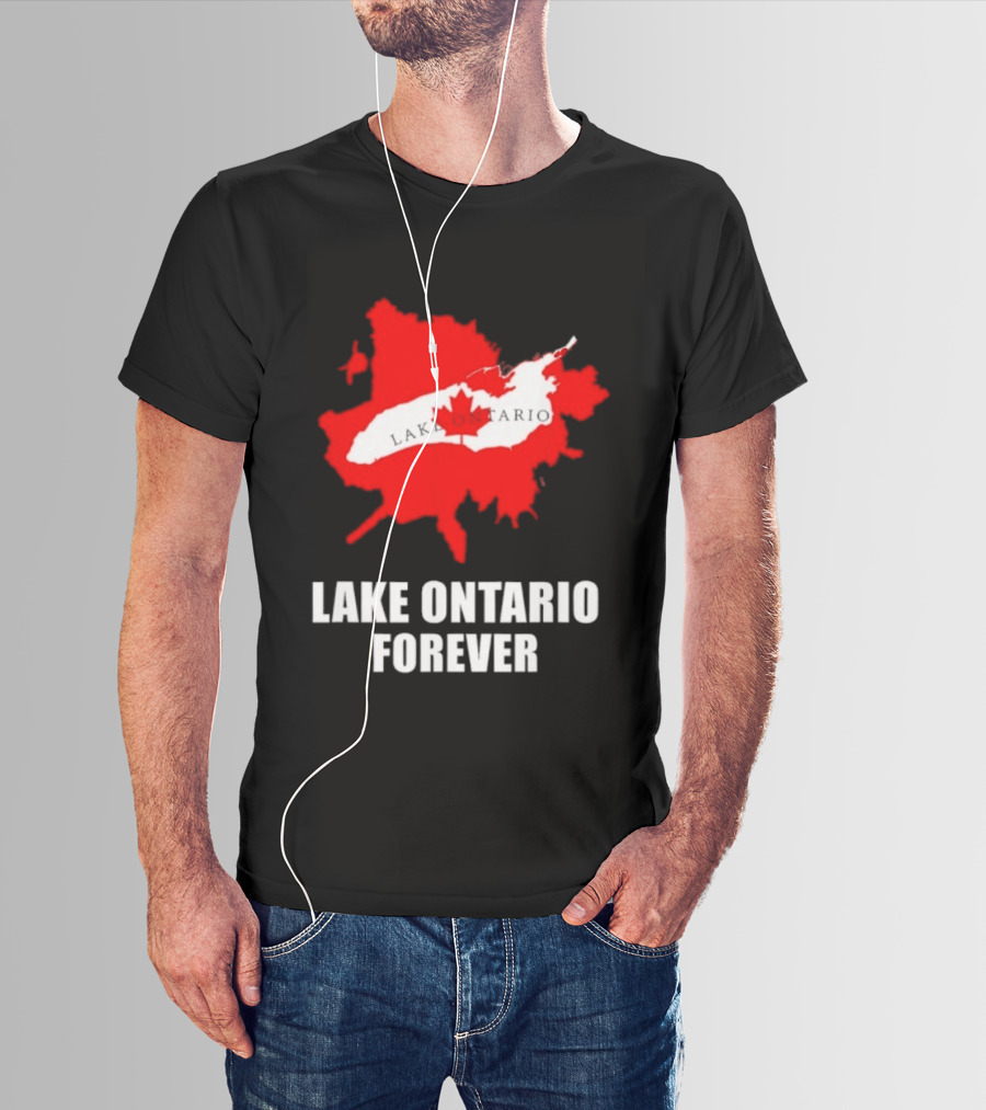 Lake Ontario Forever Canada Map Red Leaf T-Shirt