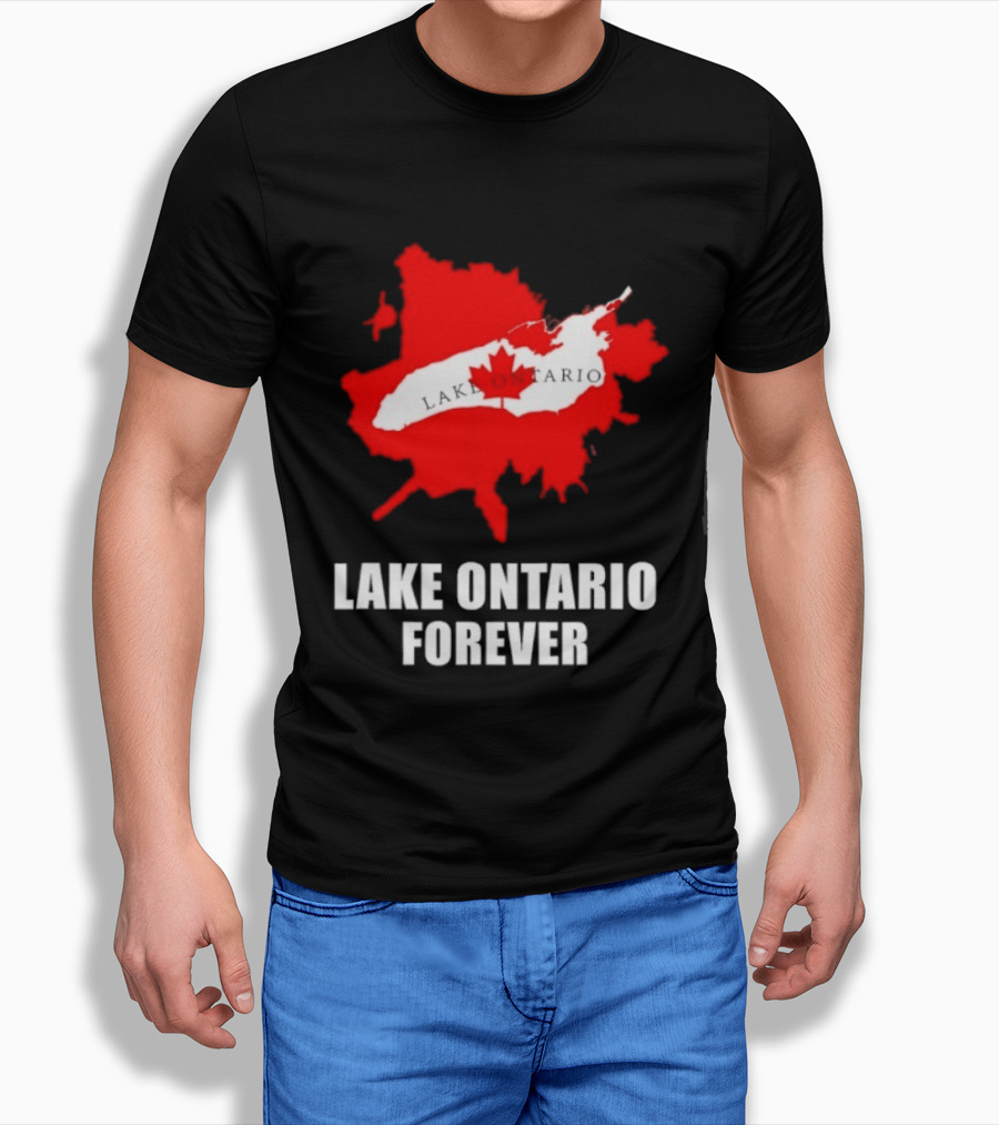 Lake Ontario Forever Canada Map Red Leaf T-Shirt