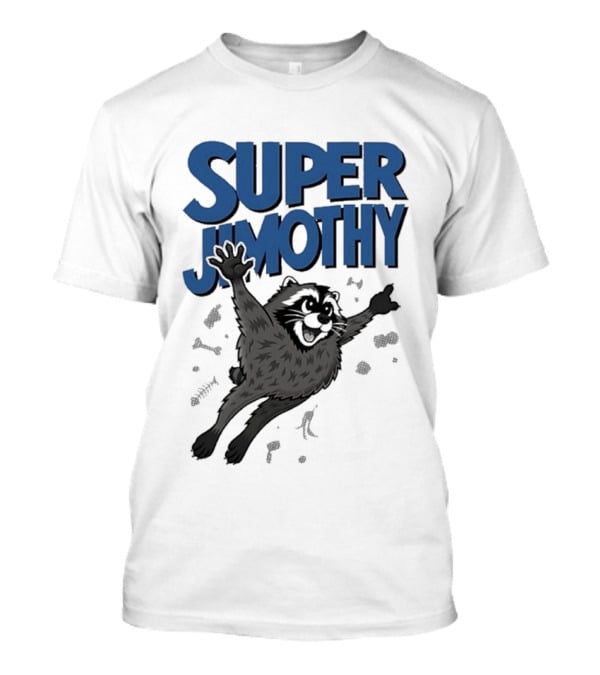 Super Jimothy Leaping Raccoon Playful Adventure T-Shirt