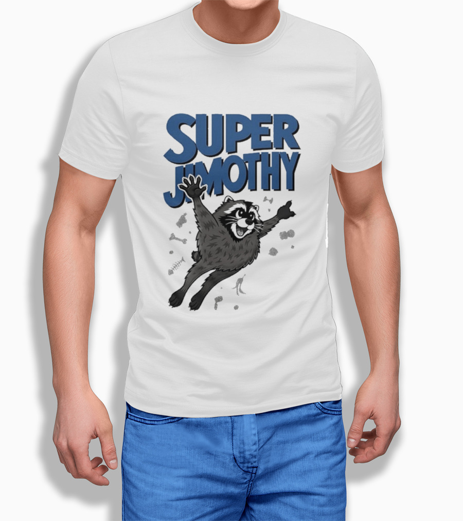 Super Jimothy Leaping Raccoon Playful Adventure T-Shirt