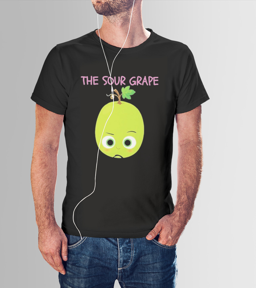 The Sour Grape Cute Green Fruit Character With Leaf And Stem Expression T-Shirt