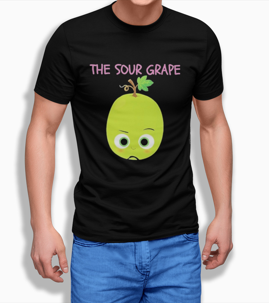 The Sour Grape Cute Green Fruit Character With Leaf And Stem Expression T-Shirt