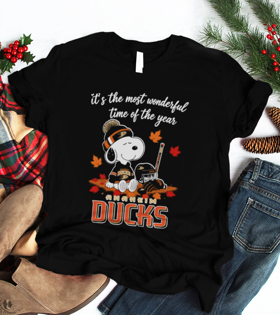 Anaheim Ducks Snoopy Halloween It's The Most Wonderful Time Of The Year 2026 T-Shirt