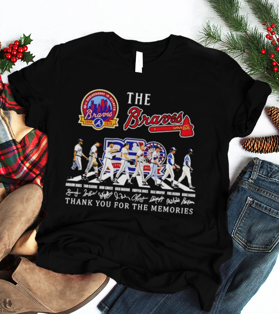 The Braves 150th Anniversary Atlanta 1876 2026 MLB 250th United States 1776 2026 Thank You For The Memories Signatures T-Shirt