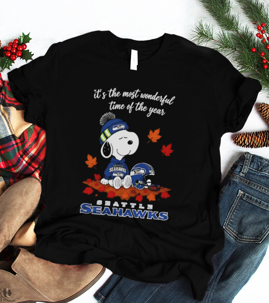 Snoopy Seattle Seahawks It's The Most Wonderful Time Of The Year Halloween 2026 T-Shirt