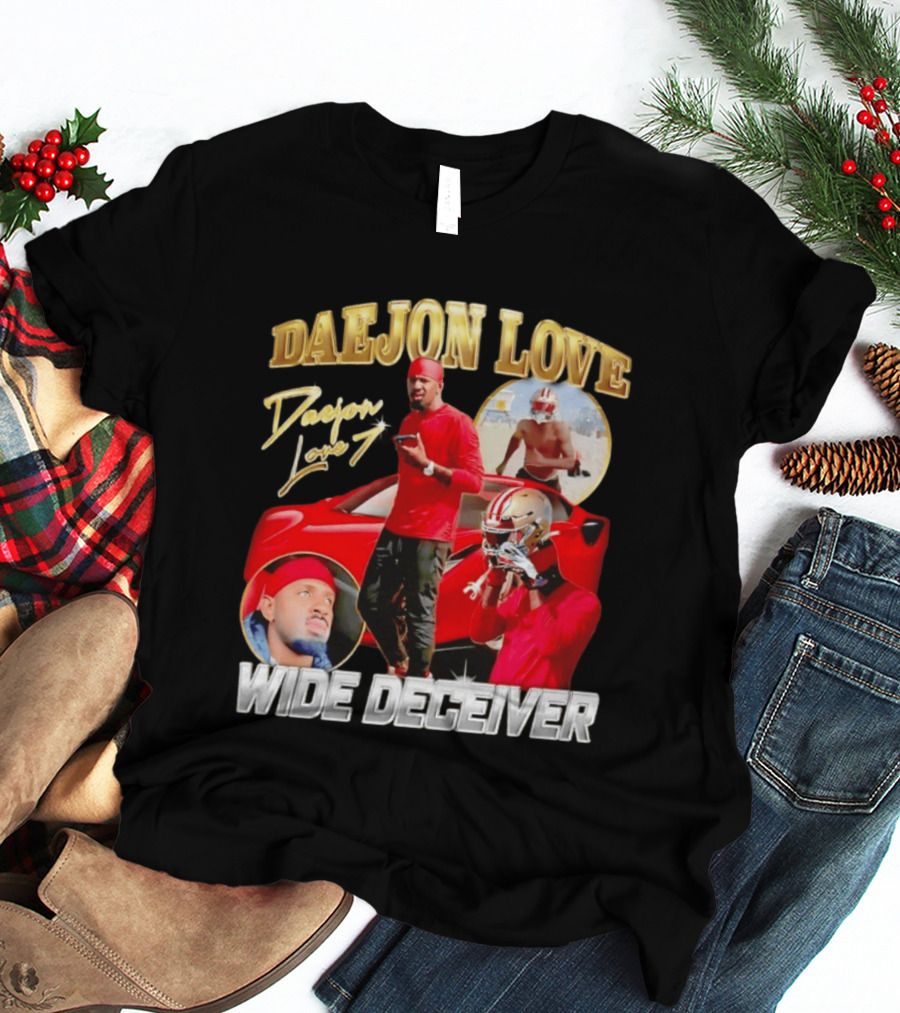 Daejon Love Wide Deceiver Football Tribute Red Car T-Shirt