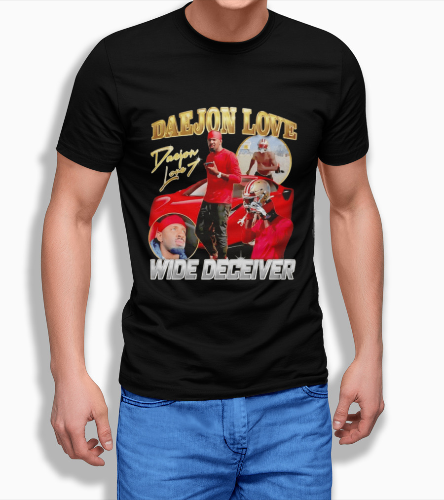 Daejon Love Wide Deceiver Football Tribute Red Car T-Shirt