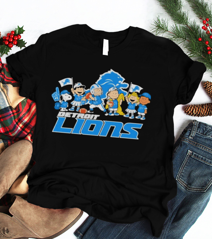 Detroit Lions Peanuts Characters Let's Go Team T-Shirt